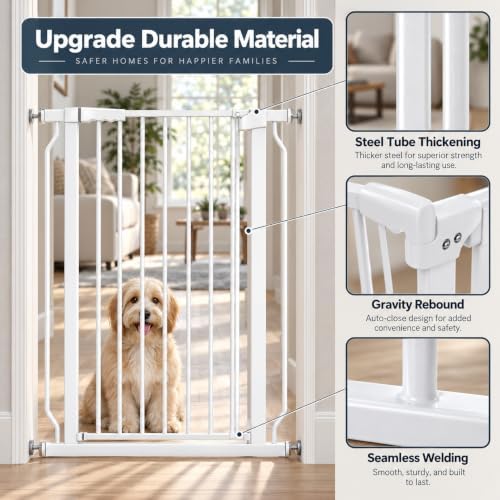 Extra Tall Baby and Dog Gate, 40.55" H, 29.92"-46.45" W, White - Image 3