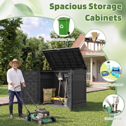 LHBcraft Large Outdoor Storage Cabinet 51 Cu Ft with Lockable, Outdoor Storage Shed with Pneumatic Hydraulic Lid-Easy to Assemble, Waterproof Outdoor Storage Box for Backyards,Patios - Image 5