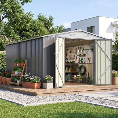 Patiowell 10x12 FT Outdoor Storage Shed, Gray - Image 7