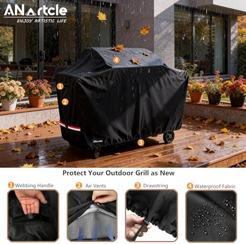 ANartcle Waterproof Extra Large Grill Cover for 98 Inch Island with Center Grill Head,600D Heavy Duty Waterproof All Weather Outdoorbar Island Kitchen Covers,Black - Image 4