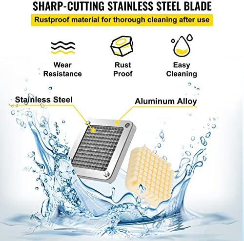VEVOR Replacement Chopper Blade, 1/4 inch, 3 PCS French Fry Blade Assembly with 6 Extra Knives, Stainless Steel Dicer Parts and Push Block for Cutting Potatoes Carrots Onions Cucumbers Mushrooms - Image 6