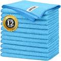 FIXSMITH Blue Microfiber Cleaning Cloth -Pack of 12, Highly Absorbent Cleaning Rags, 16"X12" All Purpose Cleaning Towels for Housekeeping, Kitchen, Car, Lint Free and Reusable Microfiber Towels by FIXSMITH