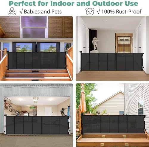 Reinforced 37" Tall x 195" Retractable Baby Gates Extra Wide Dog Gate/Black - Image 4
