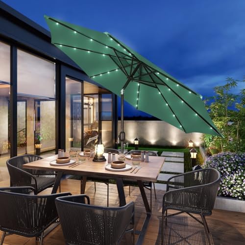 Blissun 9 ft Solar Umbrella, Patio Umbrella with 32 LED Lights, Outdoor Table Market Umbrella for Garden, Deck, Backyard (Seaglass) - Image 6