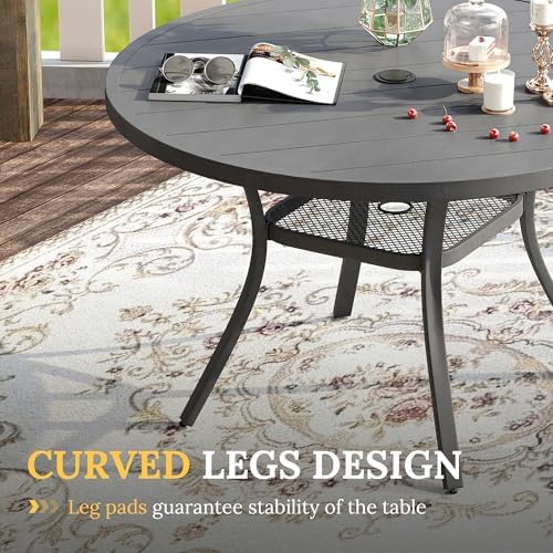 VICLLAX Patio Dining Set for 6, Outdoor Furniture Set Includes 47.2" Round Patio Table and 6 Patio Sling Chairs, Grey Tabletop and Grey Fabric - Image 6
