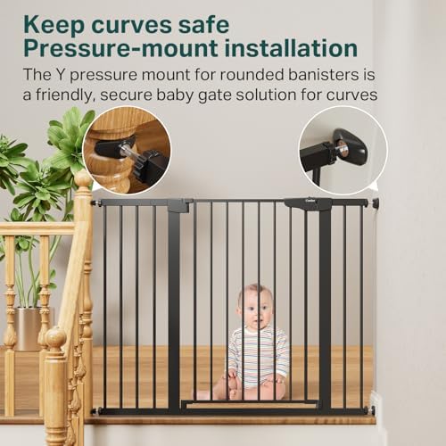 Cumbor 36" Extra Tall Baby Gate for Stairs, 30-48" Dog Gate Indoor Black - Image 6