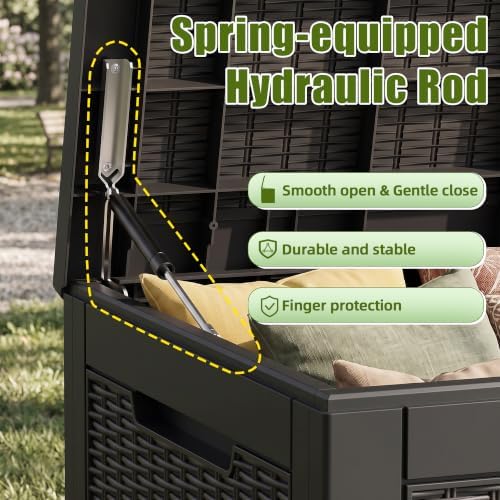 ROJIK 170 Gallon Deck Boxes Outdoor Waterproof Storage Box, Black - Image 3