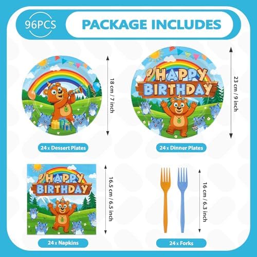 96Pcs Bear Lemmings Birthday Party Decorations for Animals Serves 24 - Image 5