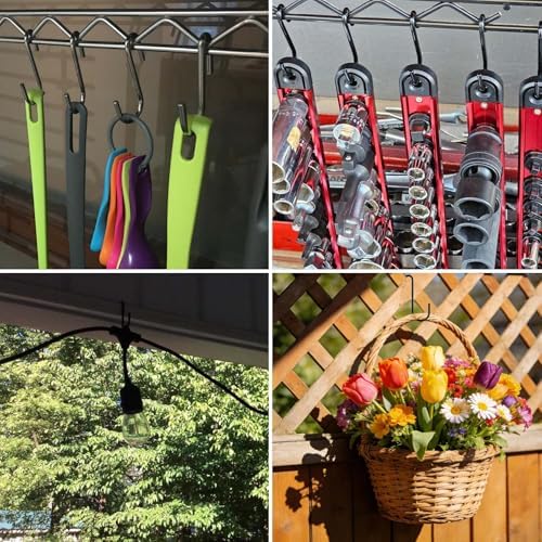 ESFUN 30 Pack 3 inch Heavy Duty S Hooks Black Pan Pot Holder Rack Hooks S Shaped Hanging Hooks Hangers for Kitchenware Spoons Pans Pots Utensils Clothes Bags Towels Plants - Image 7