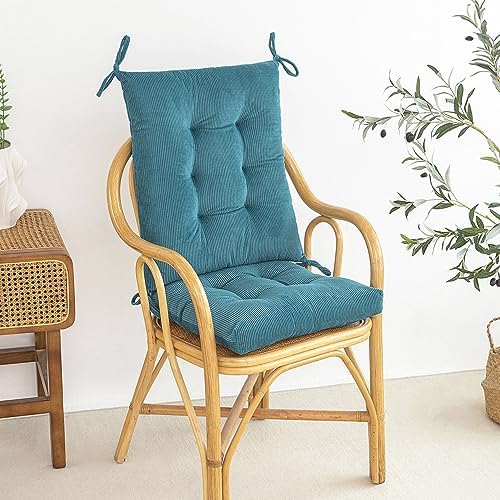 Outdoor Patio Cushion, Rocking Chair Cushion, Tufted Pads, Set of Upper and Lower with Ties Pack of 2 (2 Sets) - Back 20"×17", Seat 17"×17" (Blue) - Image 2