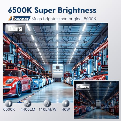 BBOUNDER 10 Pack 4FT LED Shop Light, 6500K, 40W=250W, 4400LM, 4 Linkable - Image 2