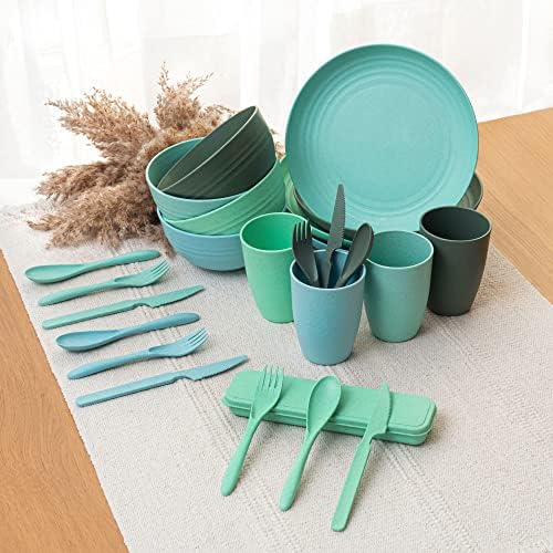 FOODLE Wheat Straw Dinnerware Set - RV, Camping, Picnic Plates Cups & Bowls - Image 7