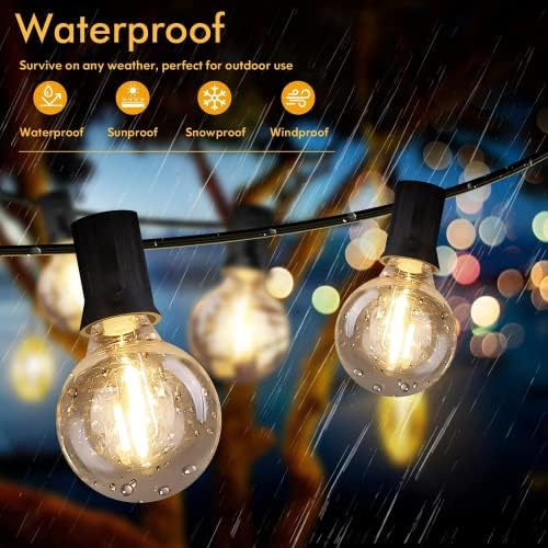 Brightever Outdoor String Light 150FT, Waterproof Dimmable Patio Lights with 75 G40 Globes, Shatterproof Connectable Outside Hanging Light for Backyard Porch - Image 2