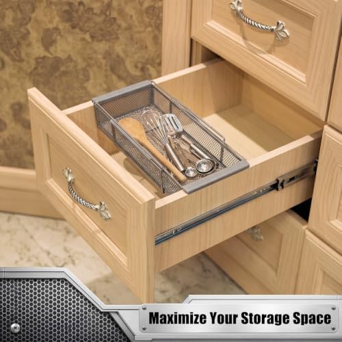 LemonRoad 1 Pcs Expandable Drawer Organizer Metal, Silver - Image 5