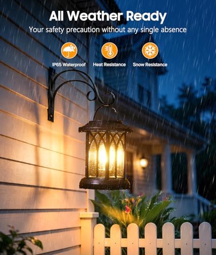 Solar Lantern Outdoor Lights with Metal Hooks, Upgraded Solar Lanterns - Image 3