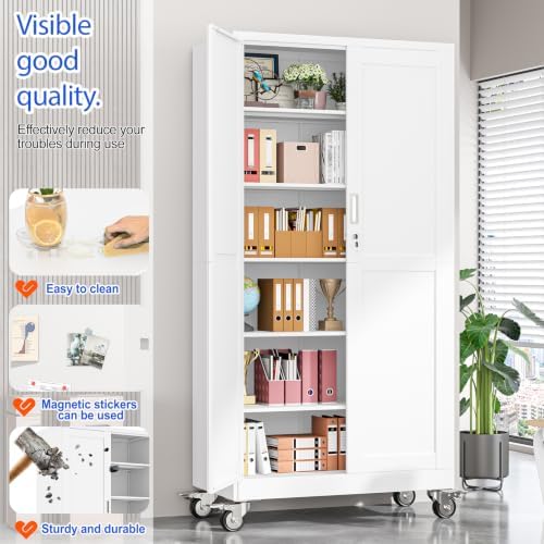 GAIOUS 79” Tall Metal Garage Storage Cabinet with Lock, Steel Tool Cabinet - Image 4