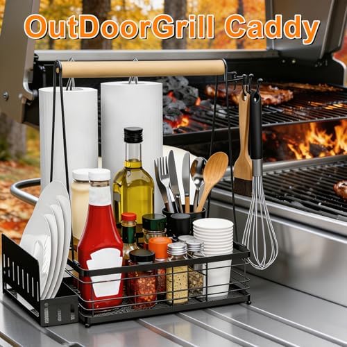 Grill Caddy BBQ for Outdoor Grill with 2 Paper Towel Holders - Image 4