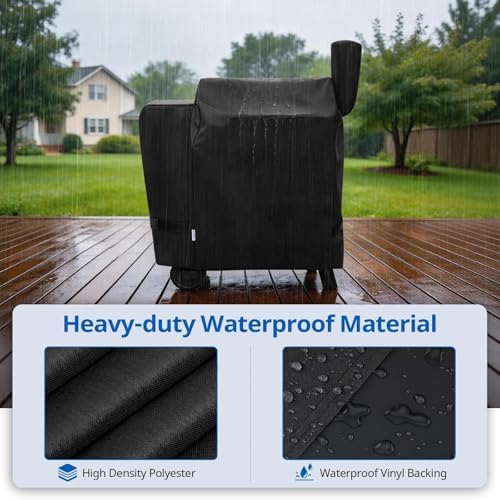 SunPatio Outdoor Heavy Duty Waterproof Wood Pellet Grill and Smoker Cover, UV Resistant Full Length BBQ Cover Compatible with Traeger 22 Series, Lil' Tex Grill and More, All Weather Protection - Image 3