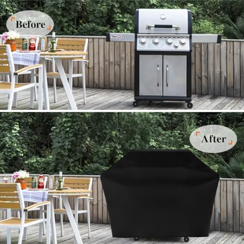 Tuyeho Grill Cover 65 x 30 x 46 inch, 900D Heavy Duty Gas BBQ Cover w/Side Fasteners Straps, Waterproof & Weather Resistant for Your Weber, Char-Broil, Brinkmann, Holland, Jenn Air (Black) - Image 2