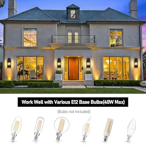 BesLowe 18’’ Large Outdoor Wall Lights, Modern Black Exterior Wall Lanterns - Image 5