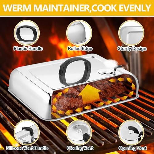 2Pcs Basting Cover & Wire Rack, Leonyo Cheese Melting Dome for Griddle, Griddle Accessories with Rectangular Steam Dome Lids, 11"x 9" Cookies Cooling Rack for Oven Baking, Outdoor BBQ Flat Top Grill - Image 3