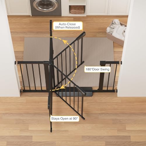 Cumbor 30-48 in Baby Gate for Stairs, Auto Close Dog Gate Indoor, Black - Image 4