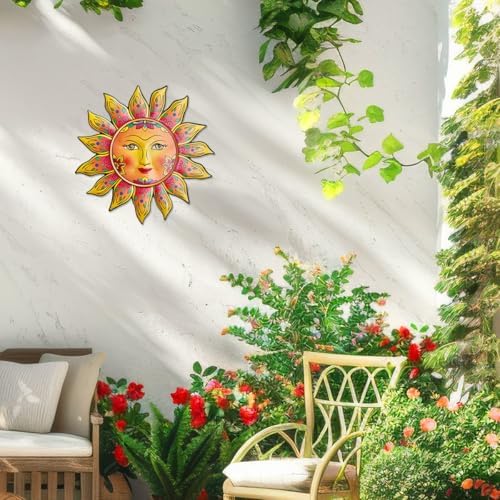 Metal Sun Wall Decor - Sun Flower Wall Art Decoration,Hanging Decoration for Home Garden Farmhouse Yard Patio Fence Living Room Bedroom - Image 2