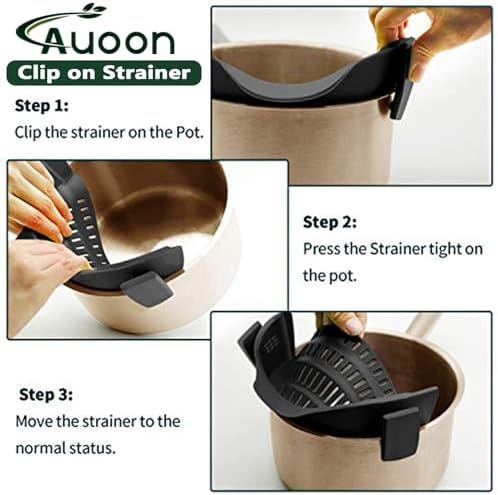 AUOON Pasta Strainer Clip on Silicone, Standard 8.86 x 3.55 in, Fog Blue - Image 6