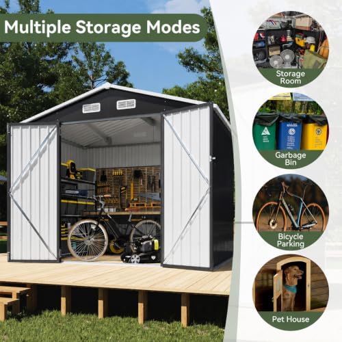 Aoxun 8x6 FT Shed Outdoor Storage Shed, Black - Image 3
