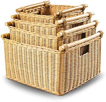 The Basket Lady Deep Pole Handle Wicker Storage Basket, S, Sandstone - Image 6