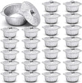 Ziliny Disposable Aluminum Pot with Lid Round Foil Pans Disposable Cookware Food Container for Vacation Trips Camping Baking Heating Cooking(24,33.8 oz) by Ziliny