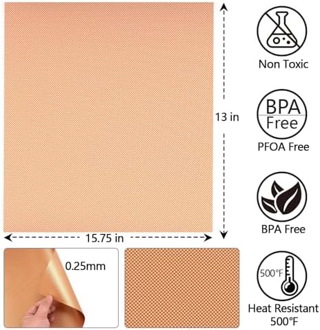 Copper Grill Mats for Ourdoor Grill,Set of 7 Heavy Duty Grilling Mats,100% Non-Stick BBQ Grilling Sheets,Easy to Clean BBQ Grill Accessories-Works on Gas Charcoal and Electric BBQ,15.75 x 13 Inch - Image 3