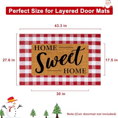 OJIA Christmas Plaid Rug 27.5"x43" Front Door Mats Outdoor Welcome Mat - Image 2