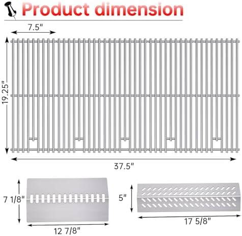9MM 16517 Grill Grates 16GA Grill Heat Plates for 16631 16520 Bull Grill Replacement Parts, BBQ Bull Brahma 5 Burner 57568, 57569, 57568CE, 57568AGA, 57569CE, 57569AGA, Stainless Steel Grids - Image 4