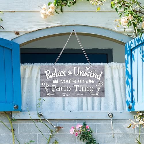 Hotop Metal Patio Sign Vintage Wall Decor for Outdoor, 10 x 5", Gray - Image 6