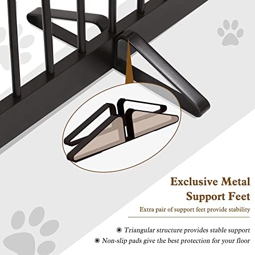 PUPETPO Freestanding Pet Gate Metal Support Feet, Triangle Support Feet Set of 2 for Extra Wide Foldable Pet Gate, Easy to Install, A Pair of Safety Fence Feet for Wooden Dog Gate, Dark Brown - Image 4