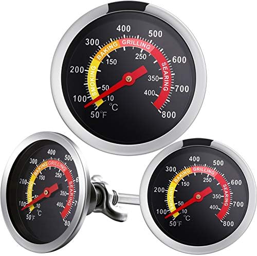Frienda 3 Packs Charcoal Grill Temperature Gauge Thermometer Gauge Wood Barbecue Charcoal Grill Thermometer Heat Indicator for Lamb Beef Meat Cooking, 2-3/8 Inch Dial and 2-7/8 Inch Stem by Frienda