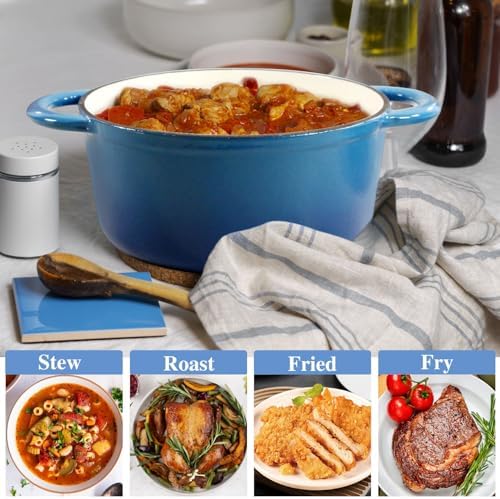 5 QT Enameled Cast Iron Dutch Oven with Self-Basting Lid - Image 6