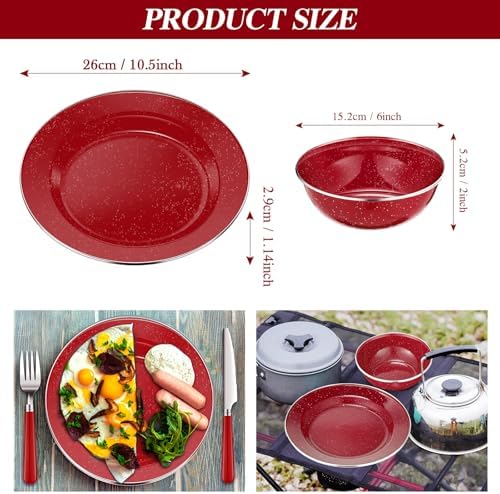 Nuogo 12 Pcs Enamel Camping Tableware Set Dinnerware Kit - Image 3