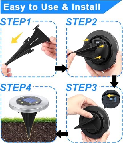 Rayolon Solar Ground Lights, Waterproof Solar Garden Lights, Upgraded Outdoor Garden Waterproof Bright in-Ground Lights, Landscape Lights for Pathway,Yard,Deck,Lawn,Patio,Walkway (4 Pack Warm Light) - Image 5