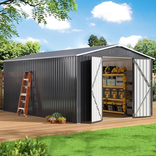 WKM 10x14 FT Outdoor Storage Shed for Backyard, Patio Lawn, Black by Unknown