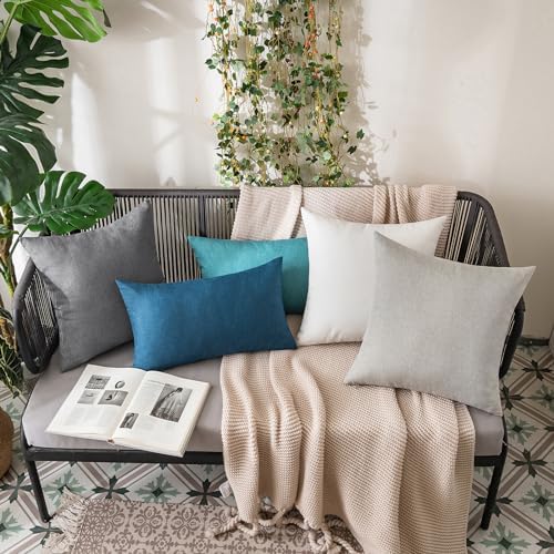 MIULEE Decorative Outdoor Pillow Covers Euro Waterproof 24x24 Light Grey - Image 5