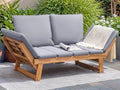 Devoko Outdoor Couch Acacia Wood Outdoor Sofa Balcony Furniture (Grey) by DEVOKO