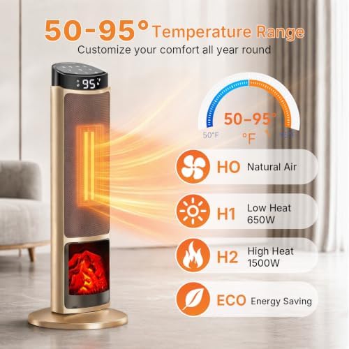 OLIXIS 23" Space Heater for Indoor Use, 70° Oscillation, 4 Modes - Image 2