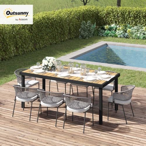 Outsunny 75" x 35" Outdoor Dining Table for 8 People Rectangular Natural - Image 2