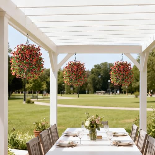 Artificial Flowers for Outdoors, 2 Pcs Faux Hanging Plants UV Resistant - Image 6