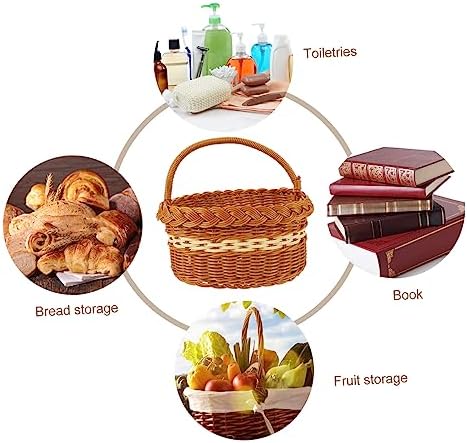 ABOOFAN Imitation Rattan Woven Storage Basket for Outdoor Picnics Multi Function Household Organizer Portable Design for Snacks Fruits and Decorative Use - Image 2