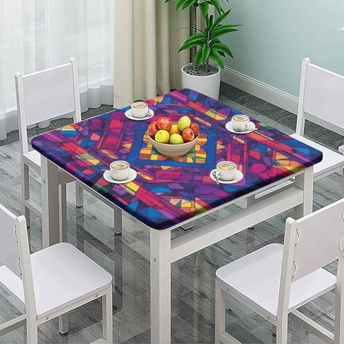 Square Fitted Tablecloth, Mandala Madness Pattern Printed on Polyester Folding Table Cover, Use for Kitchen Patio Restaurant, Fit for 44" x 44" Square Tables - Image 2