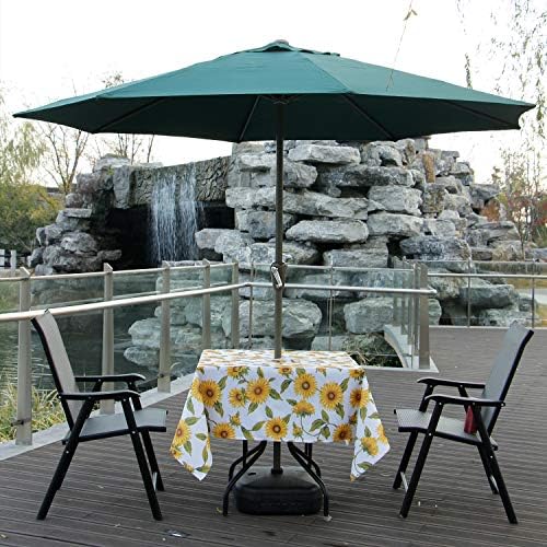 EHouseHome Outdoor Indoor 60inch SquareTablecloth with Umbrella Hole and Zipper, Waterproof Zippered Patio Table Cloths, Spring/Summer Table Covers for Backyard Circular Table/BBQs/Picnic - Image 2