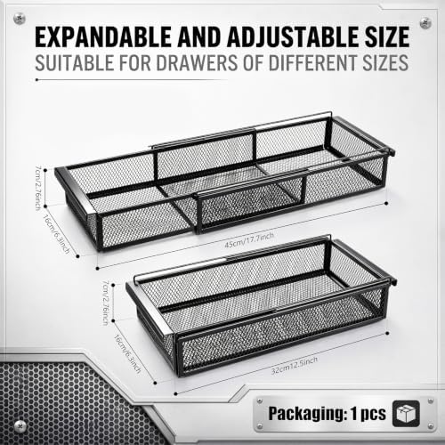 LemonRoad 1 Pcs Expandable Drawer Organizer Metal, Black - Image 2